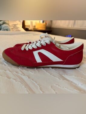 Madden Girl Red and White Retro Low-Top Sneakers